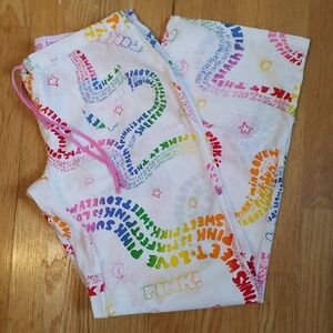 VICTORIA'S SECRET PINK PJ Pants XS Bright Rainbow On White